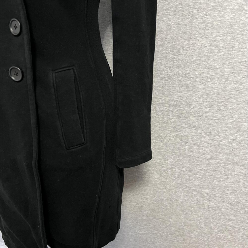 James Perse Coat Womens Small Black‎ Double Breasted Long Cotton Knit Luxury - Picture 3 of 12